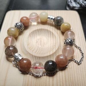 Rainbow Rutile Natural Stone Charm Bracelet